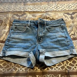 American Eagle Outfitters Light Denim High-Waisted Super Stretch X Shorts